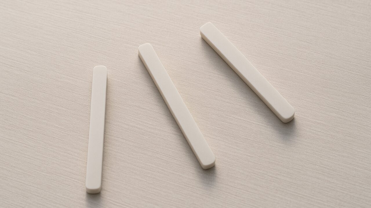 方向のある背景の上で向きがそろわない細長いオブジェクトが並ぶ、動作のずれを示すイメージ。